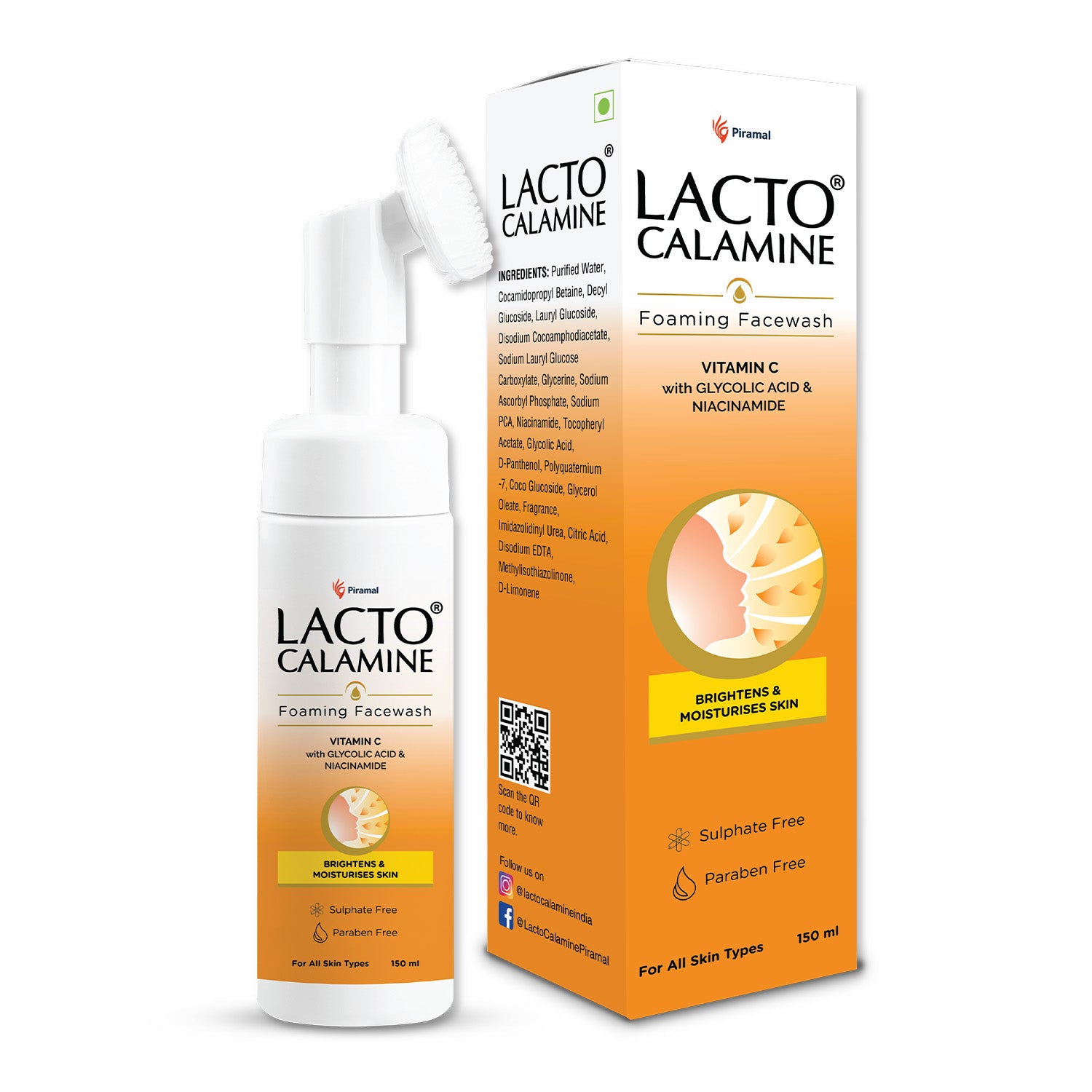 Lacto Calamine Vitamin C Foaming Face wash | Brightens skin – Wellify
