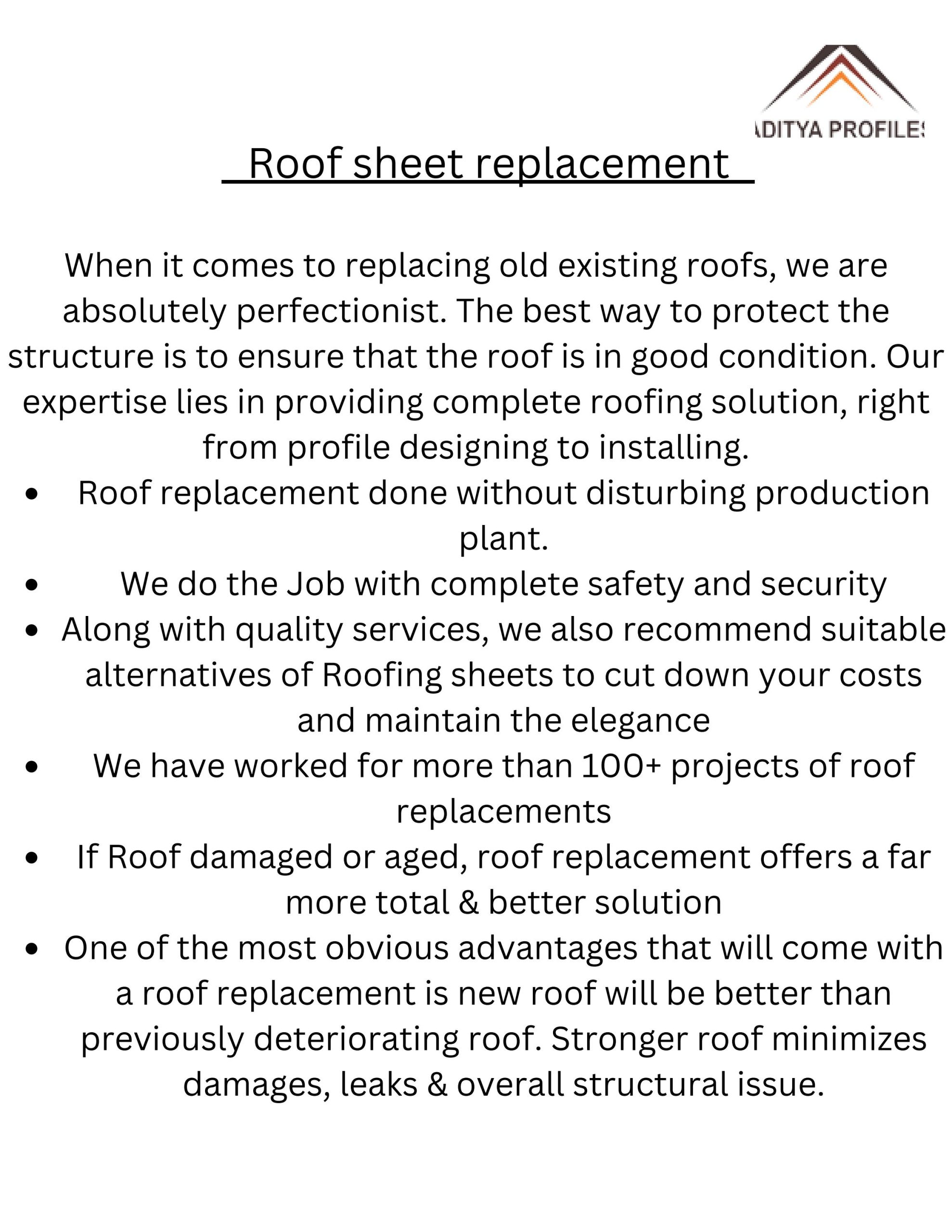 Roof sheet replacement